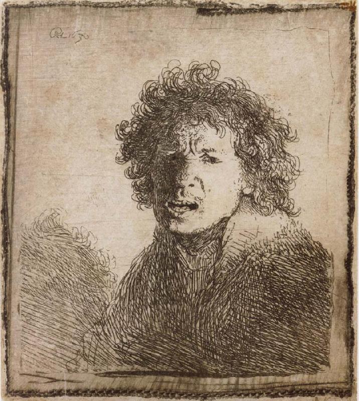 REMBRANDT Harmenszoon van Rijn Self-Portrait,Open-Mouthed,As if Shouting China oil painting art